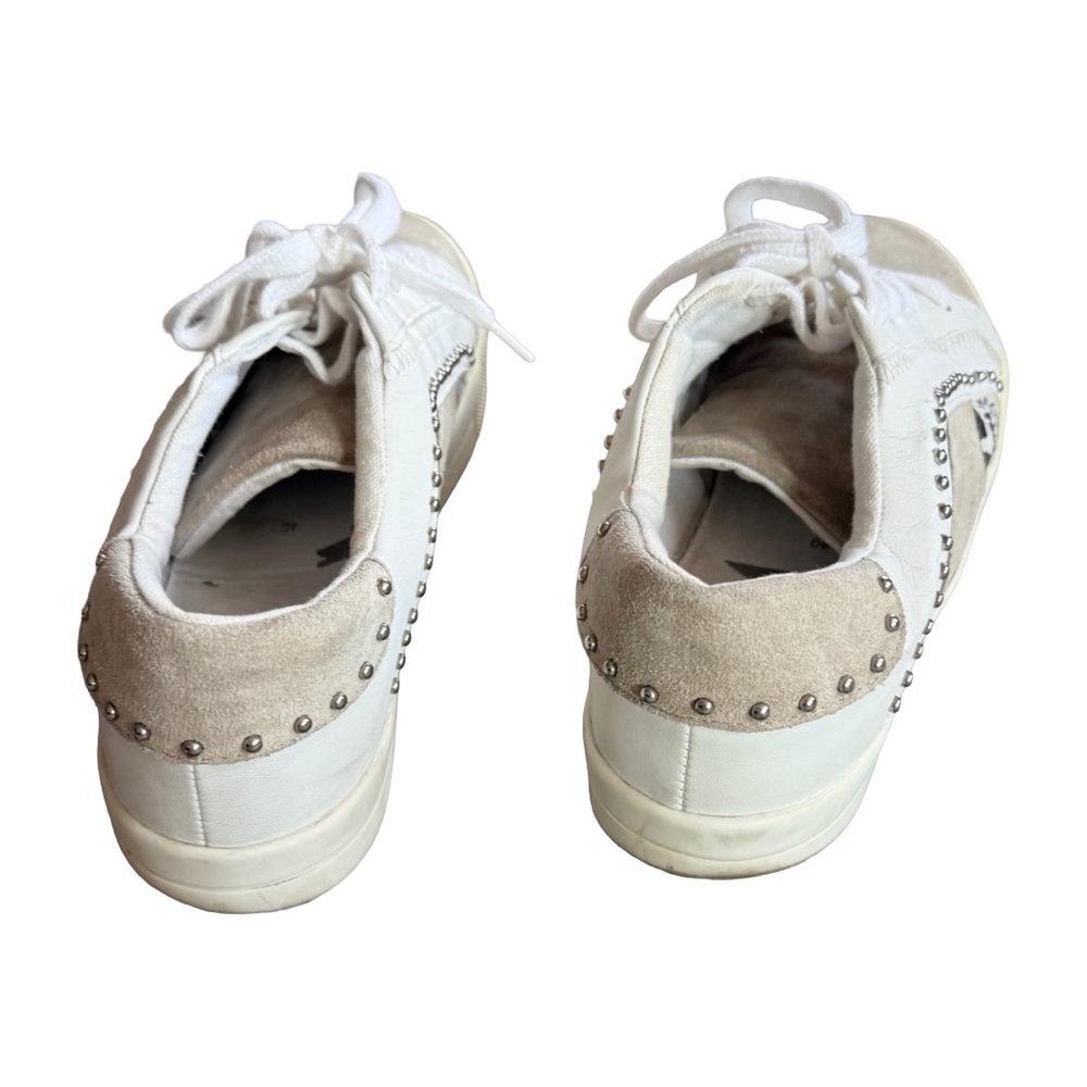 Zara Studded Snake Print Sneakers Neutral Leather EU 40 US 9 - Picture 7 of 9